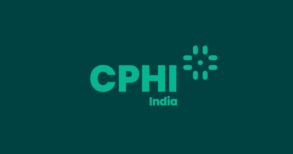 Logotipo de CPHI India sobre un fondo de color verde oscuro